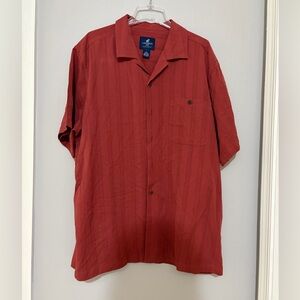 Caribbean Joe 100% Silk Brick Red Button-Up Shirt